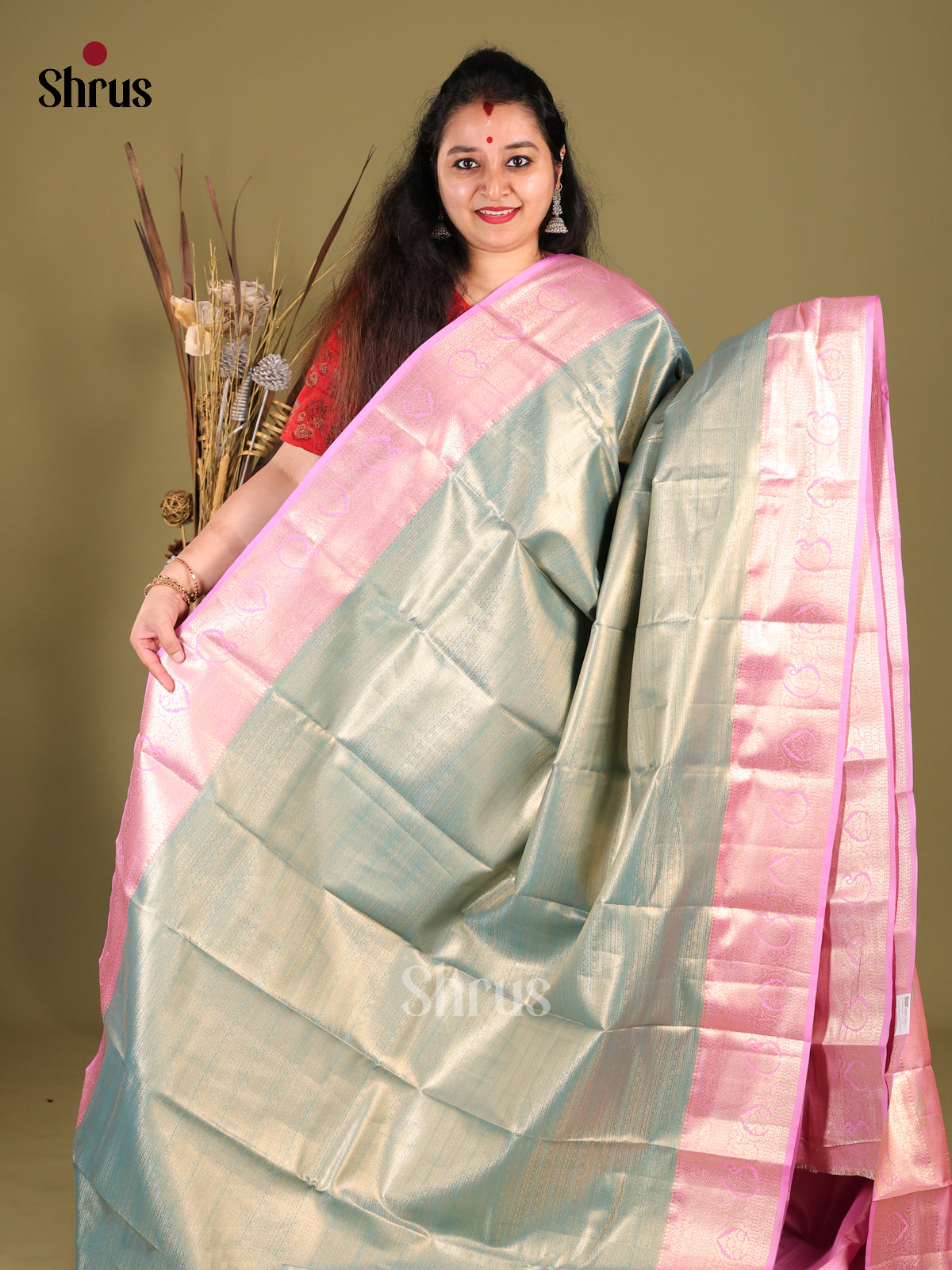 Blue & Lavender - Kanchipuram-halfpure Saree