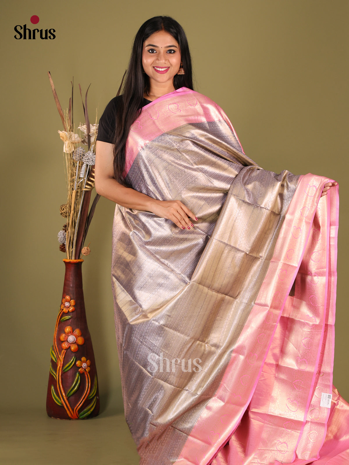 Purple & Pink - Kanchipuram-halfpure Saree 1