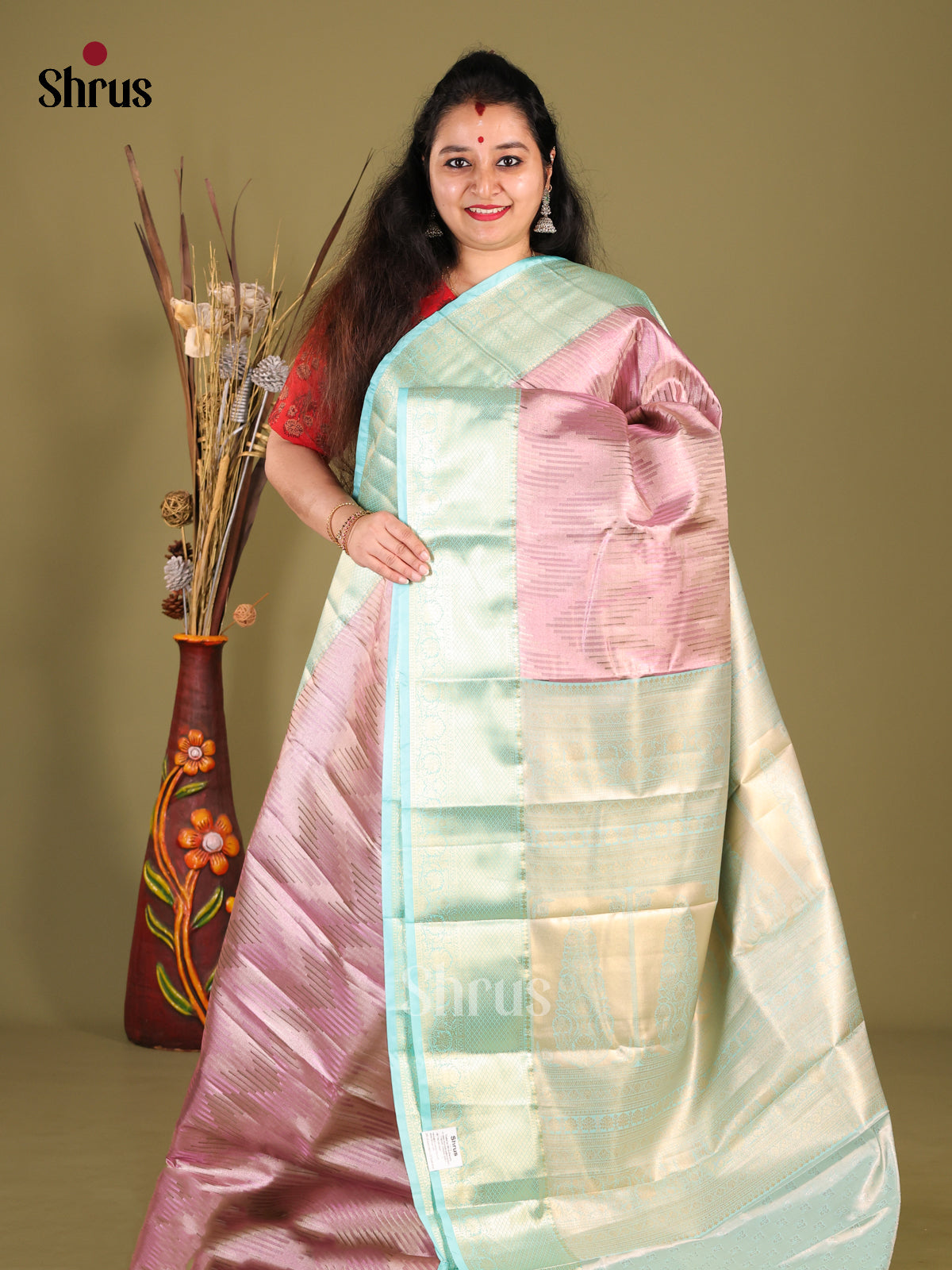 Lavender & Blue - Kanchipuram-halfpure Saree - Shop on Shrus.com