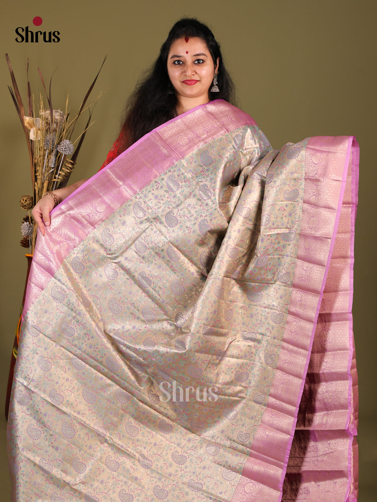 DHS25747 - Kanchipuram-halfpure Saree - Shop on Shrus.com