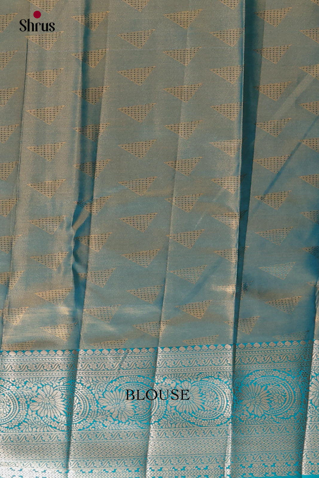 Cream & Blue - Kanchipuram-halfpure Saree