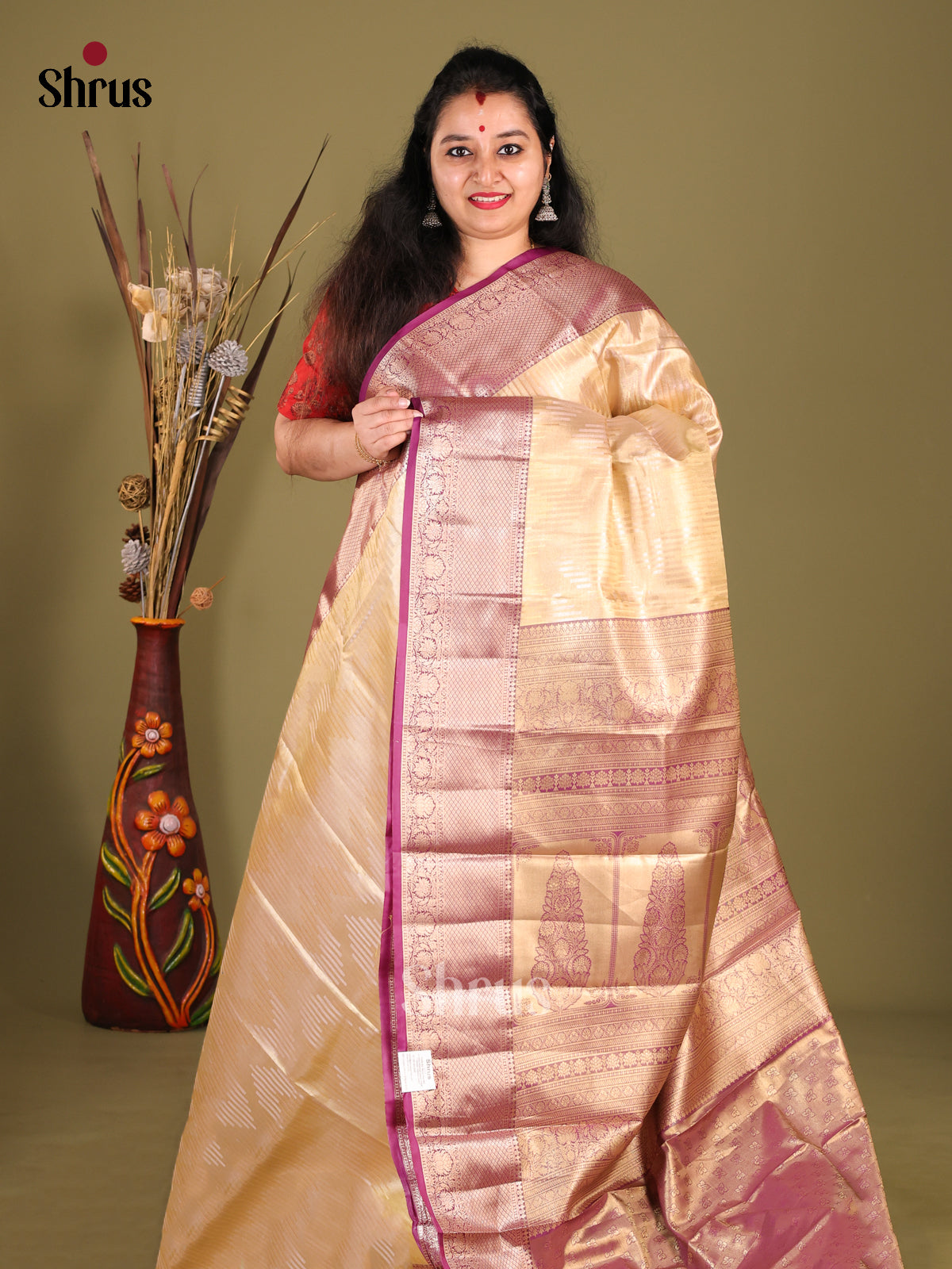 DHS25754 - Kanchipuram-halfpure Saree - Shop on Shrus.com