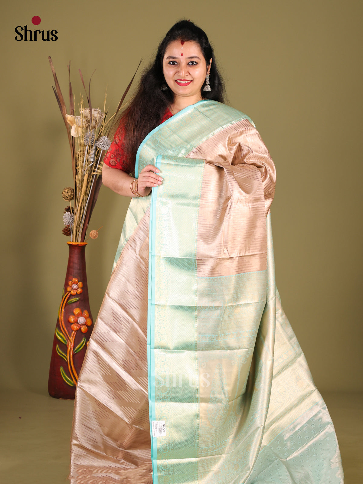 DHS25755 - Kanchipuram-halfpure Saree - Shop on Shrus.com