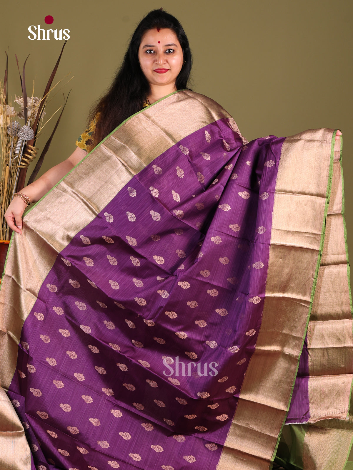 Vadamalli & Green - Kanchipuram-halfpure Saree - Shop on Shrus.com