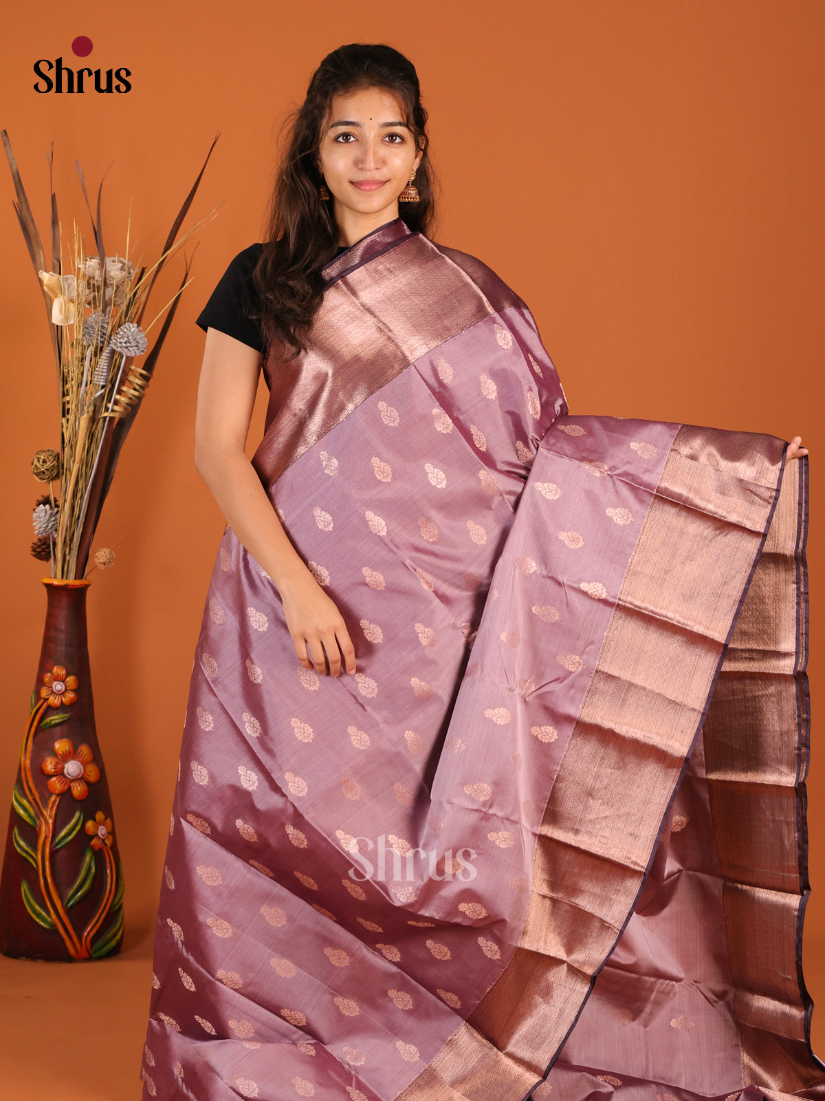 lavender krishna Kanchipuram-halfpure Saree 1