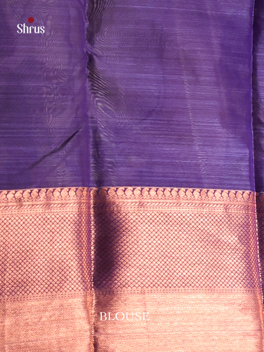 Purple cow design Kanchipuram-halfpure Saree 1