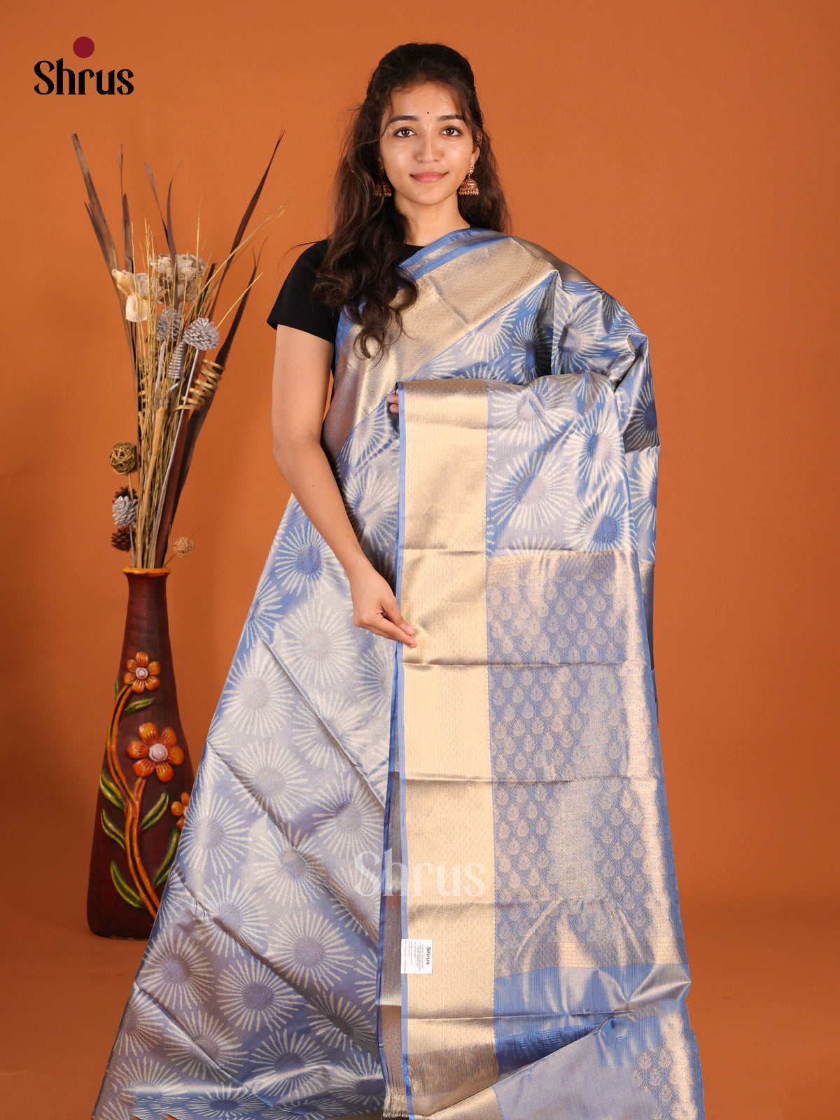 Blue(Single Tone)- Kanchipuram-halfpure Saree