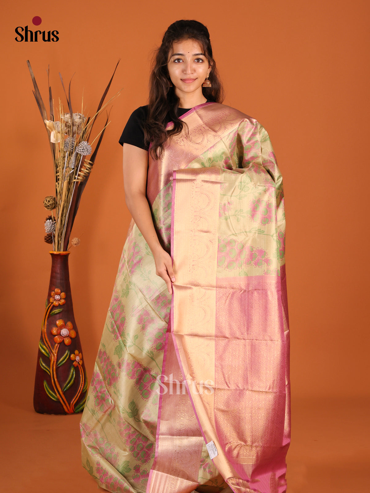 Green & Purple - Kanchipuram-halfpure Saree - Shop on Shrus.com