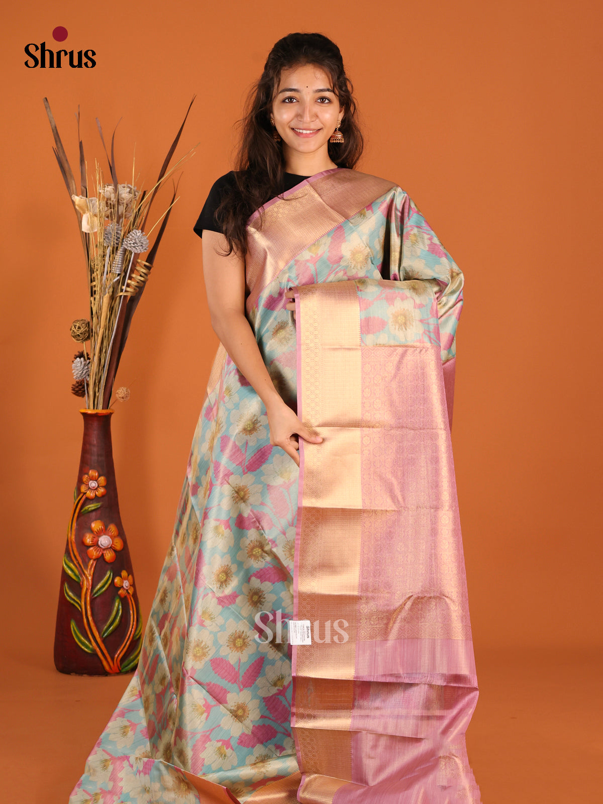 Blue & Lavender - Kanchipuram-halfpure Saree
