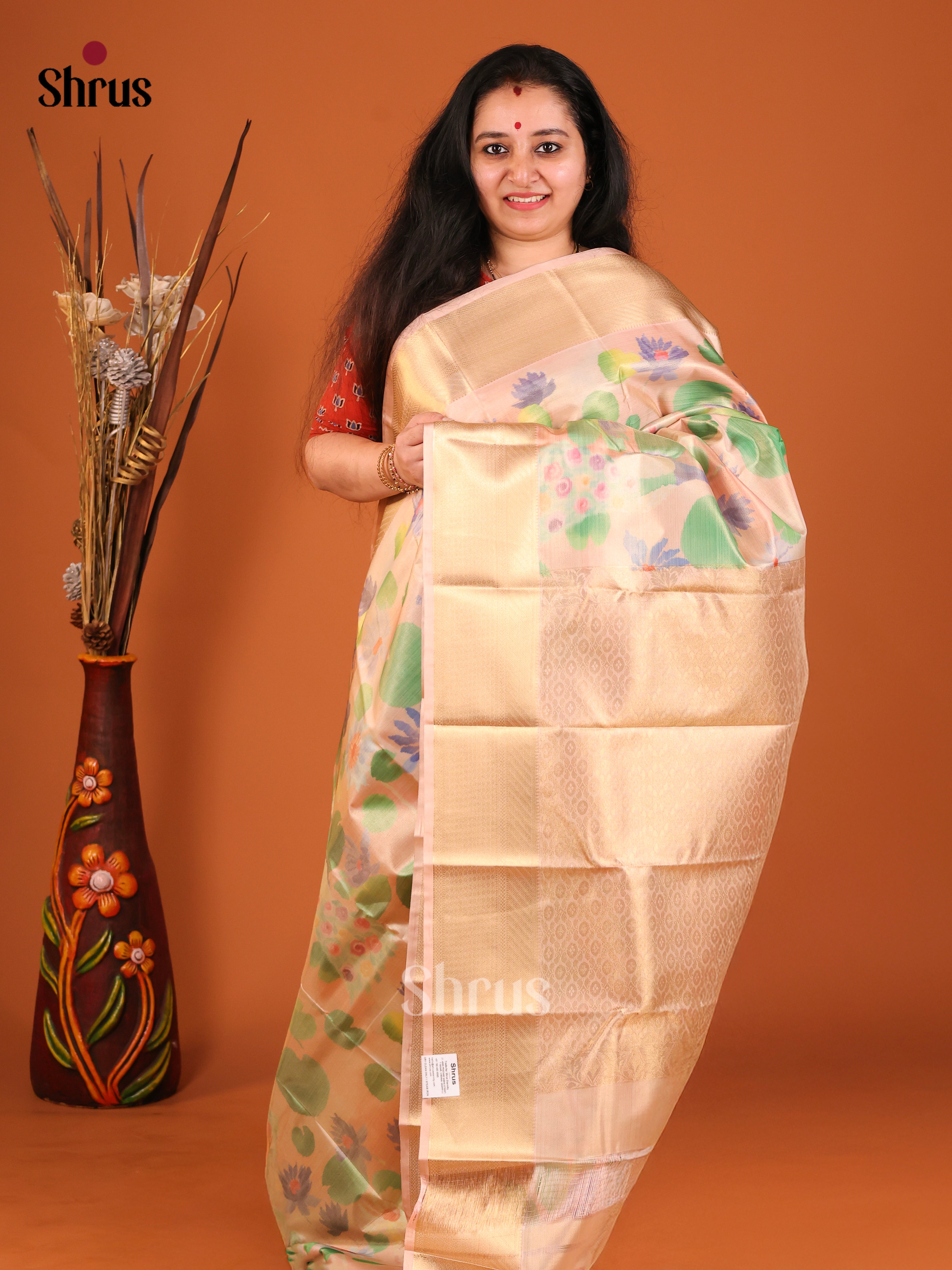 golden designed Kanchipuram-halfpure Saree