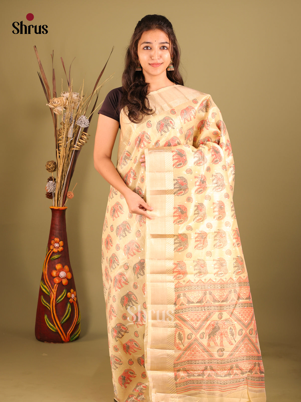 Pastel Yellow - Semi Tissue Saree