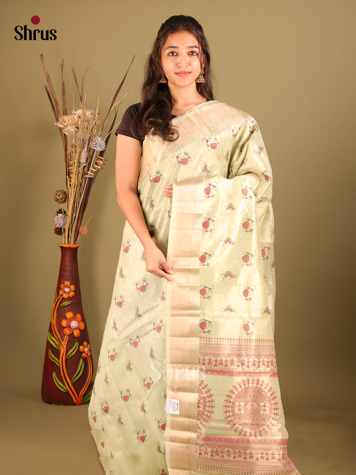 Pastel Green - Semi Tissue Saree