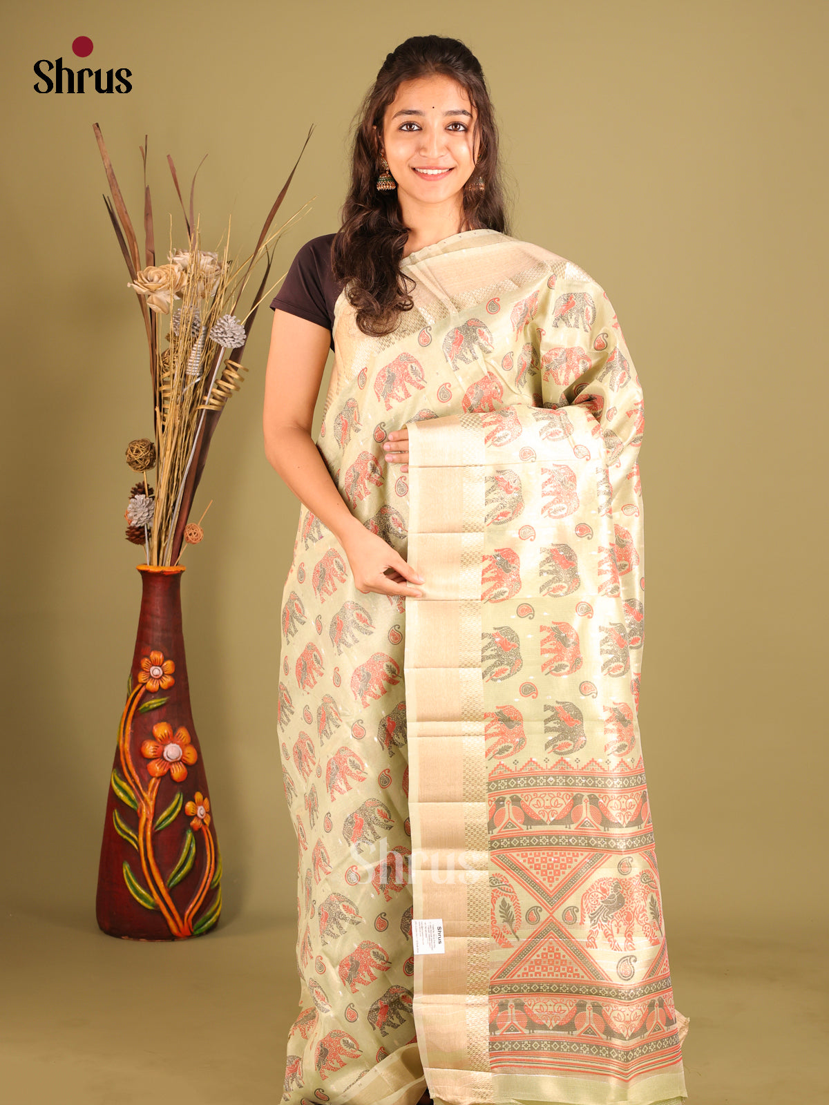 Pastel Green - Semi Tissue Saree