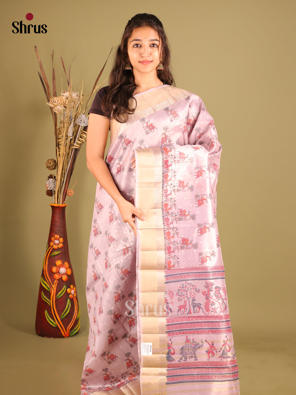 Lavender - Semi Tissue Saree