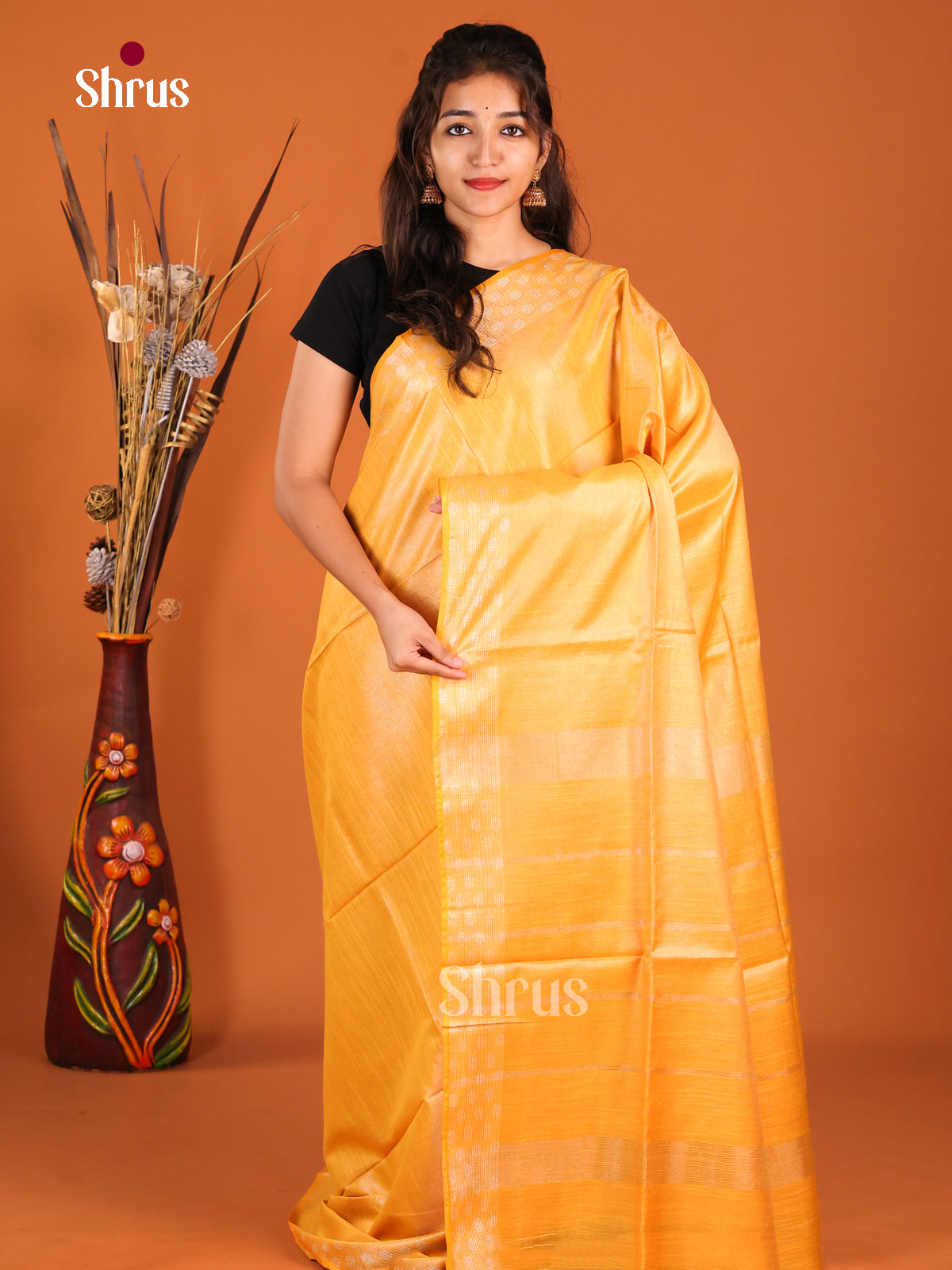 Mustard - Semi Tissue Saree