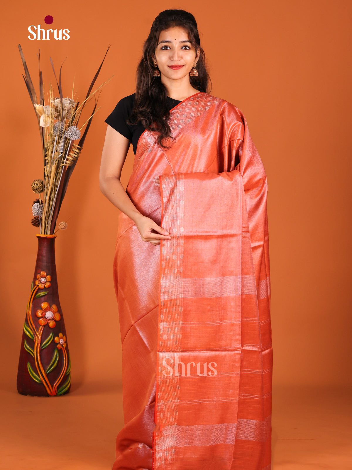 Red - Semi Tissue Saree