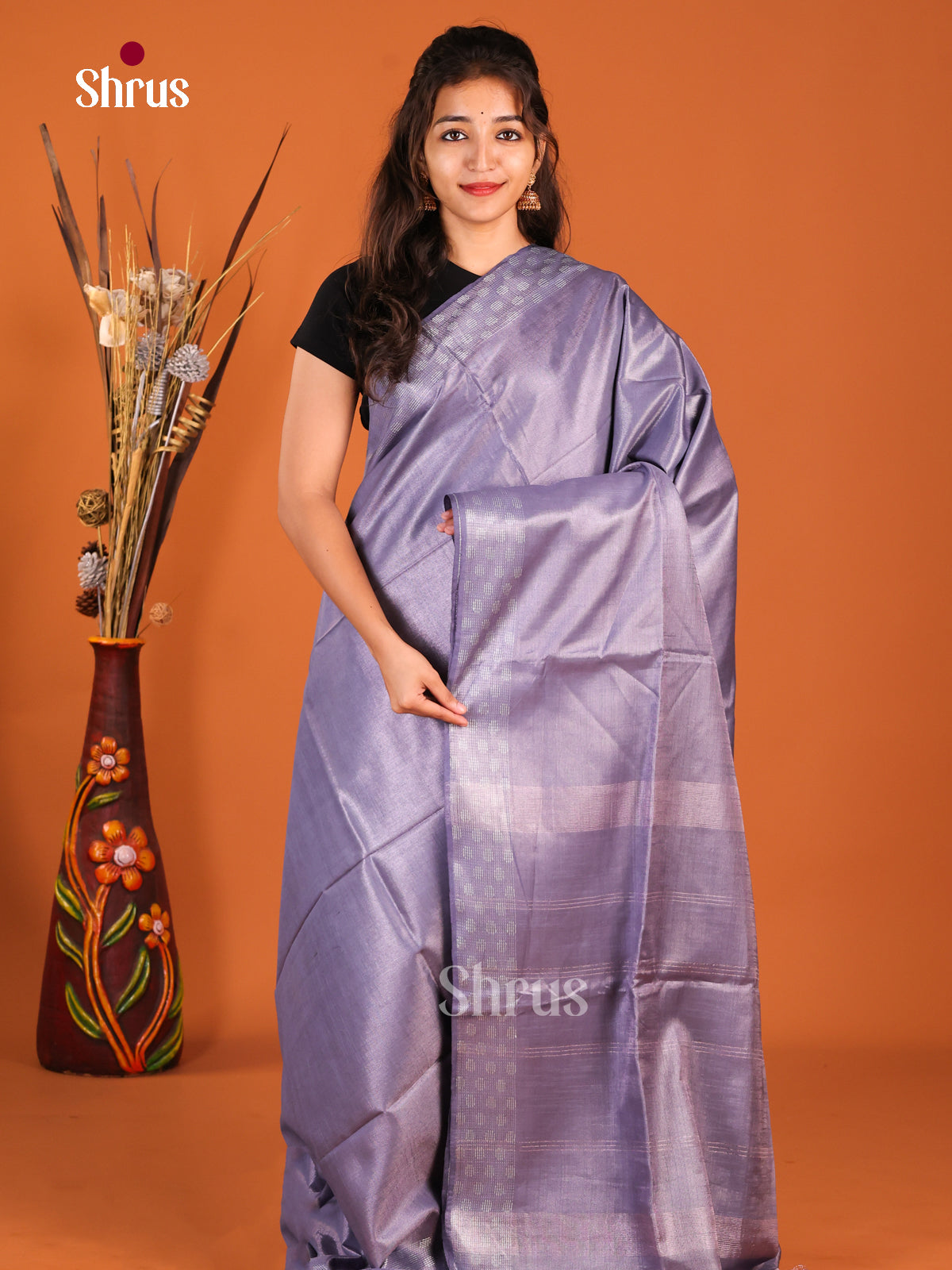 Purple - Semi Tissue Saree