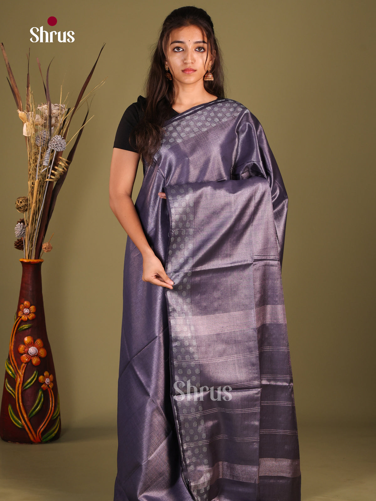 Blue- Semi Tissue Saree