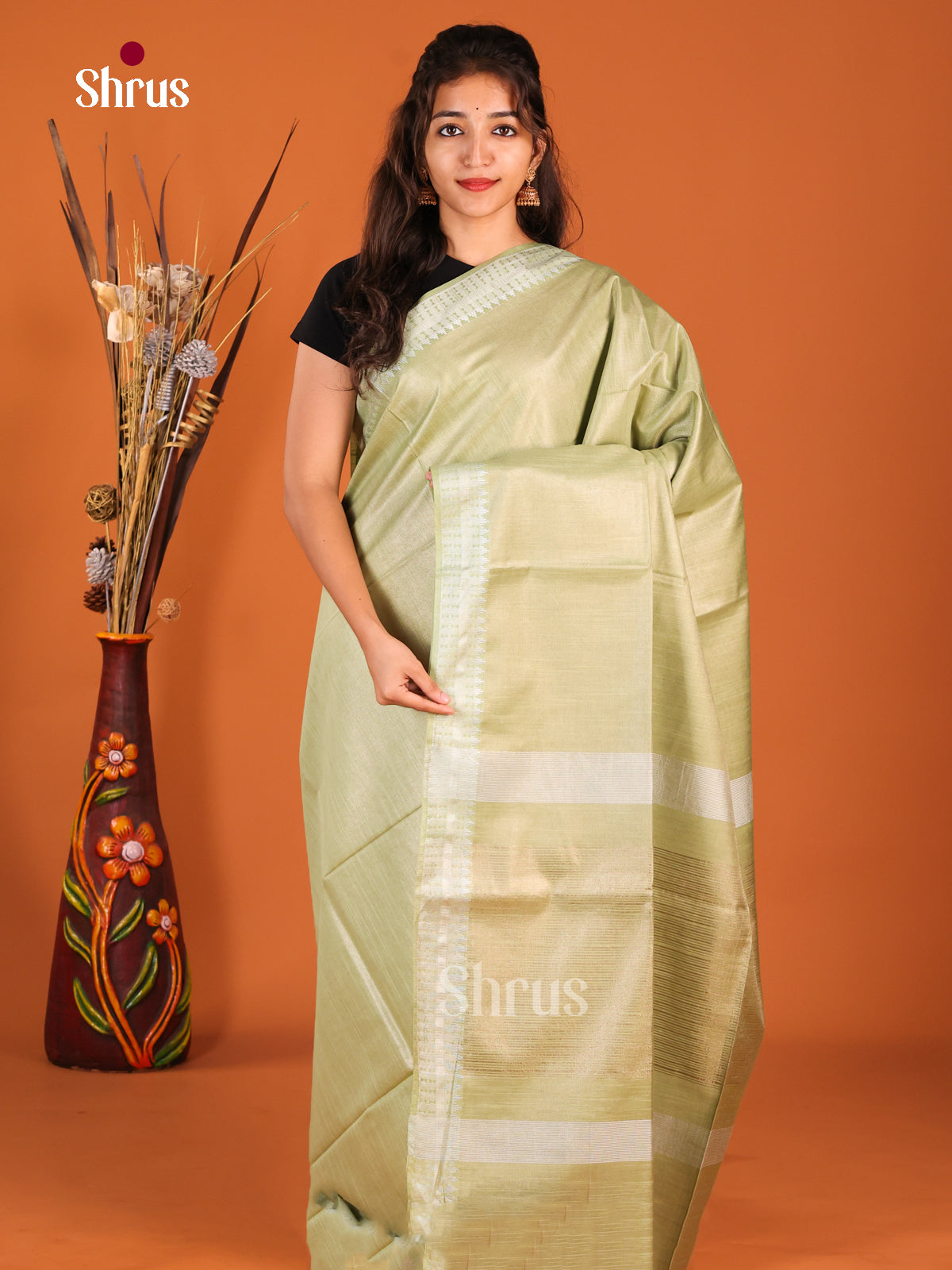 Elachi Green - Semi Tissue Saree