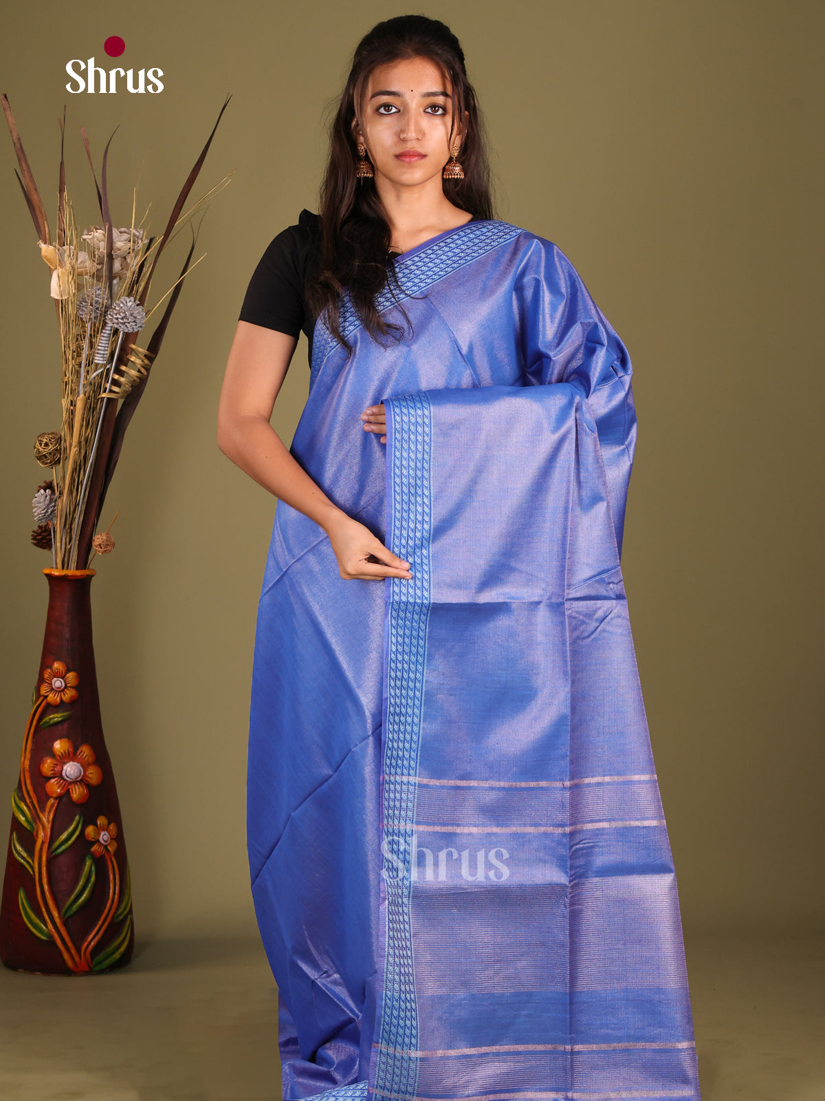 Blue- Semi Tissue Saree