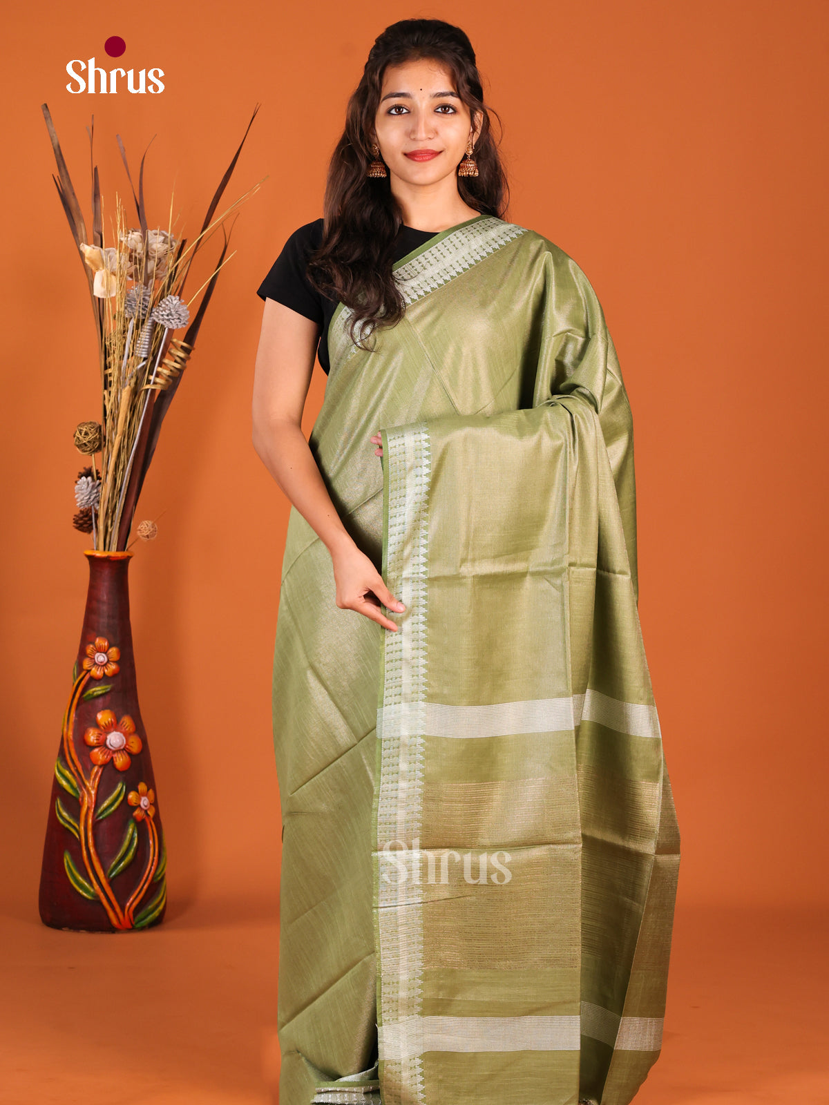 Green - Semi Tissue Saree