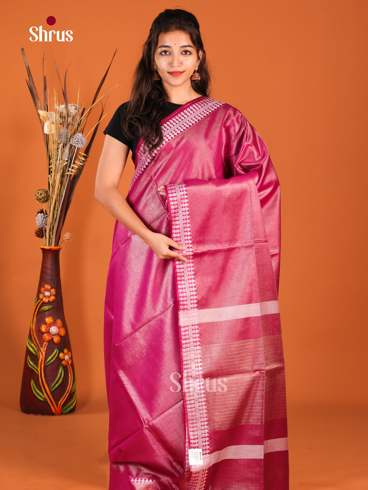 Maroon- Semi Tissue Saree