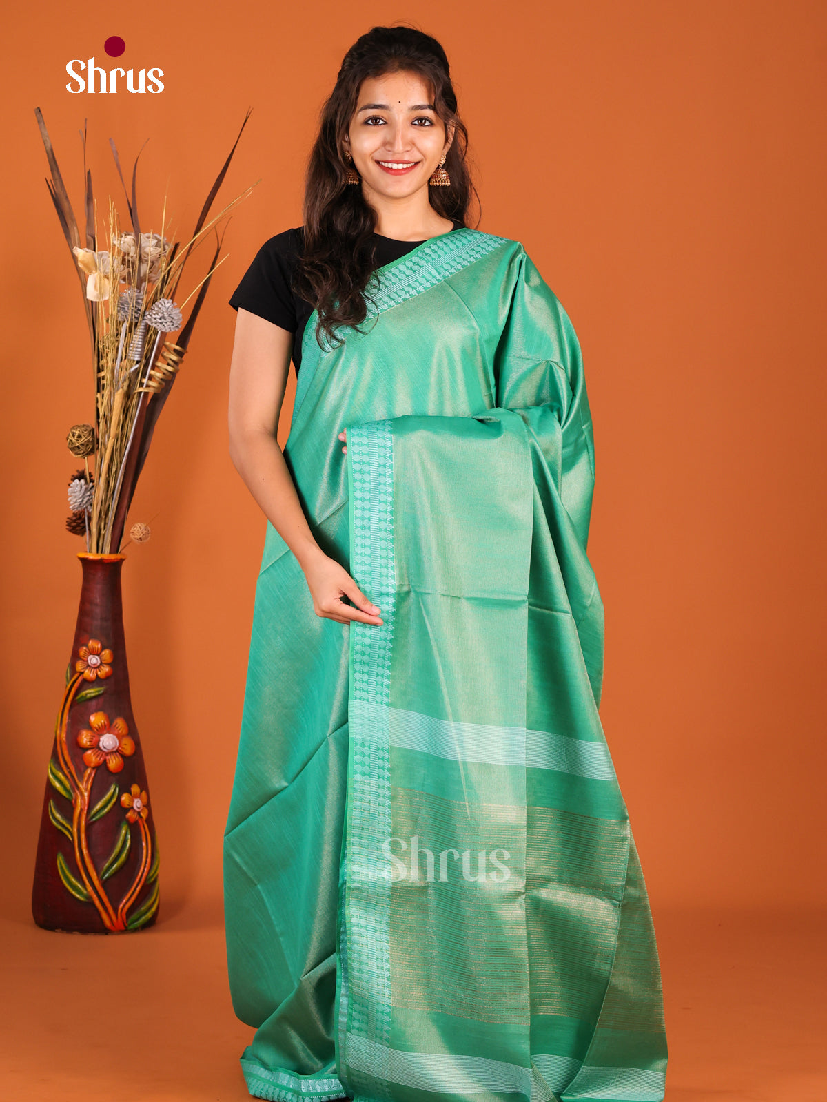 Green - Semi Tissue Saree