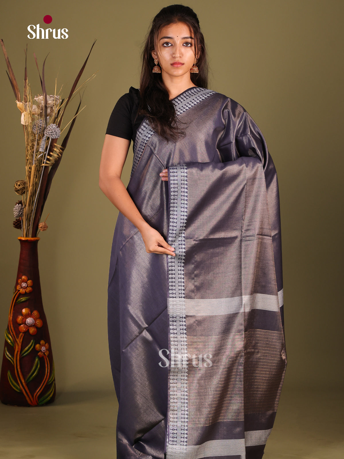 Blue - Semi Tissue Saree