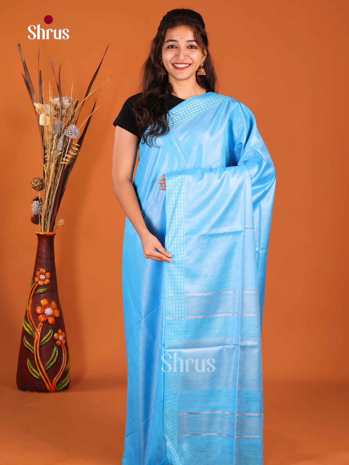 Light Blue - Semi Tissue Saree
