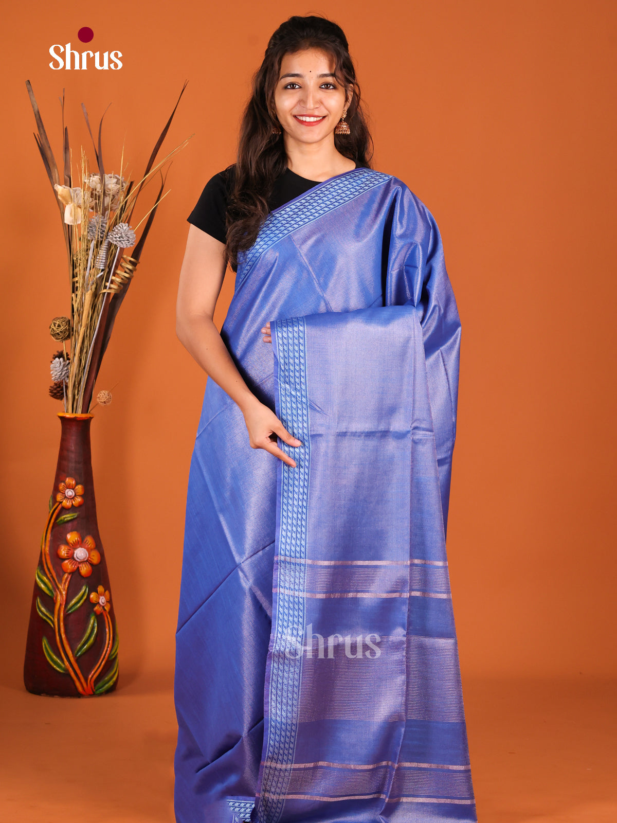 Blue - Semi Tissue Saree