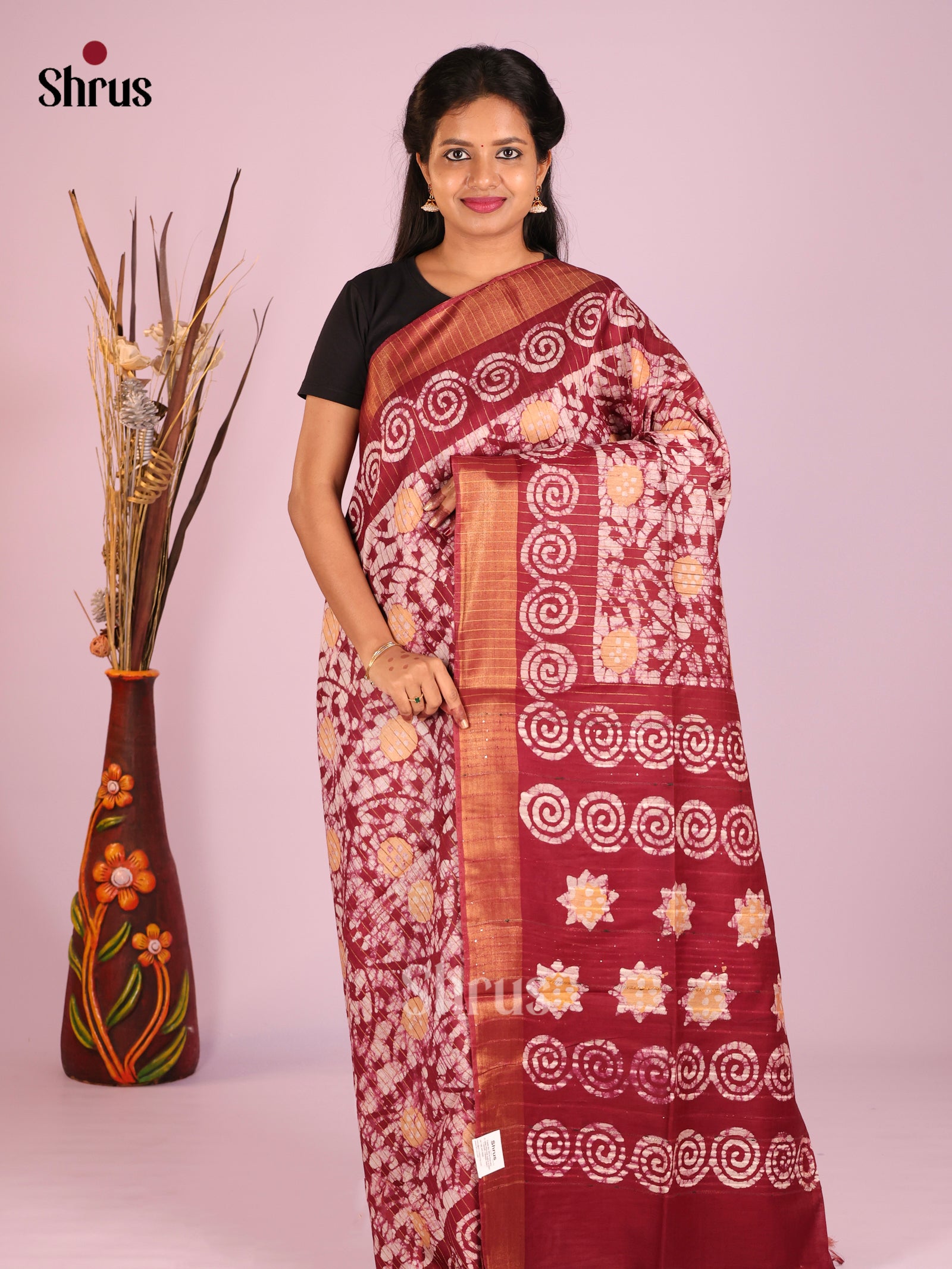 Maroon - Bhatik Saree