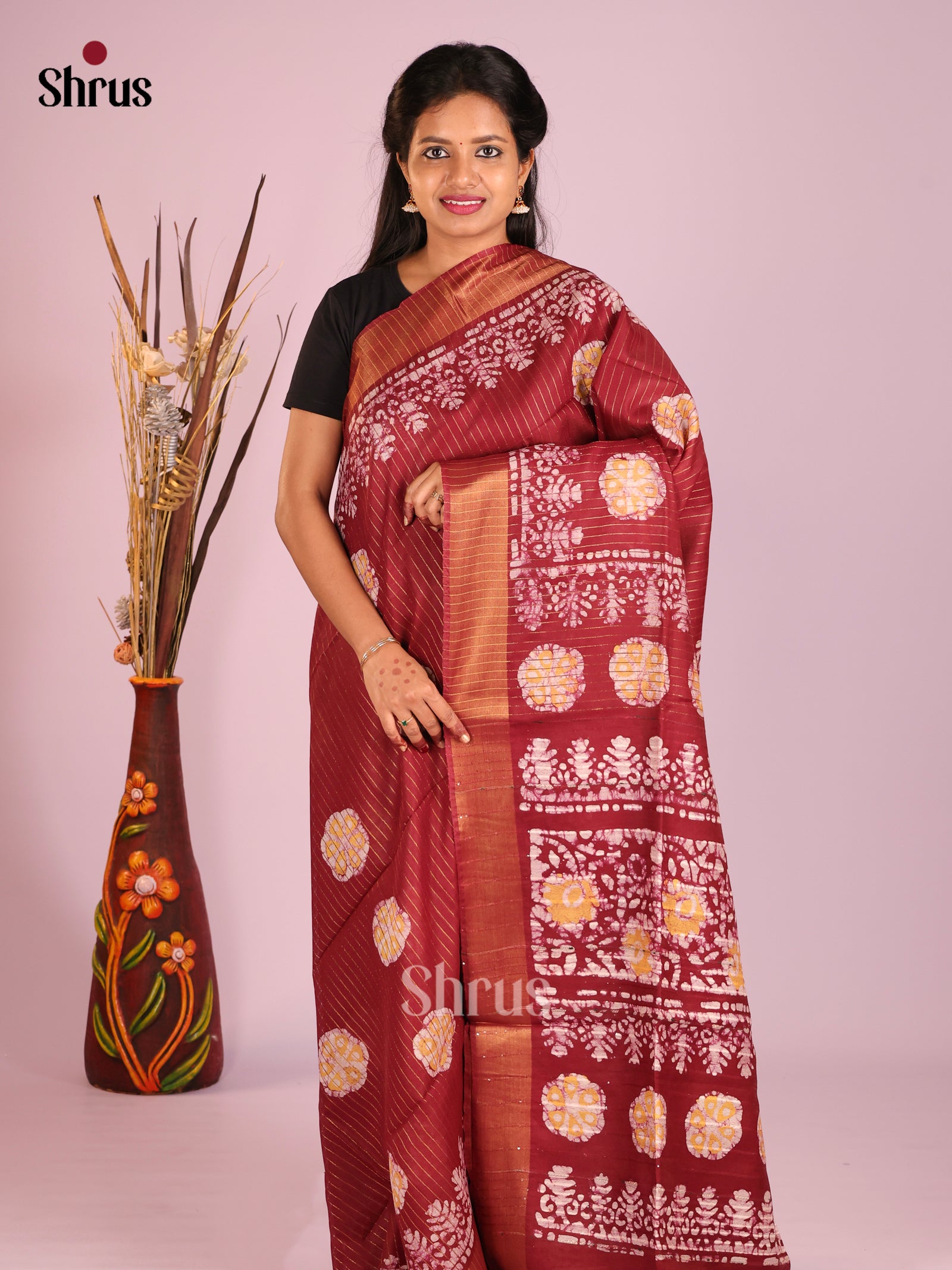 Maroon - Bhatik Saree