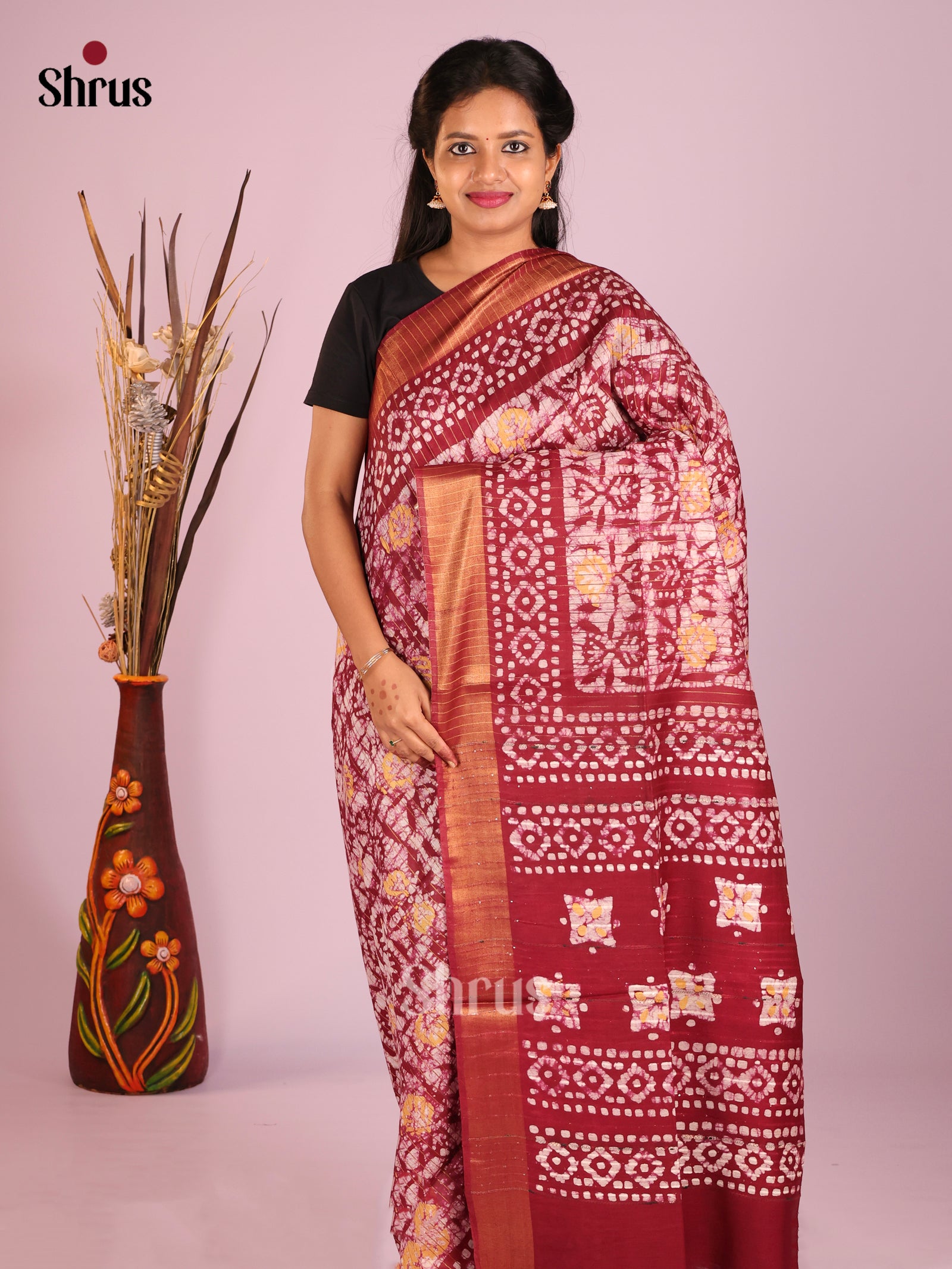 Maroon - Bhatik Saree