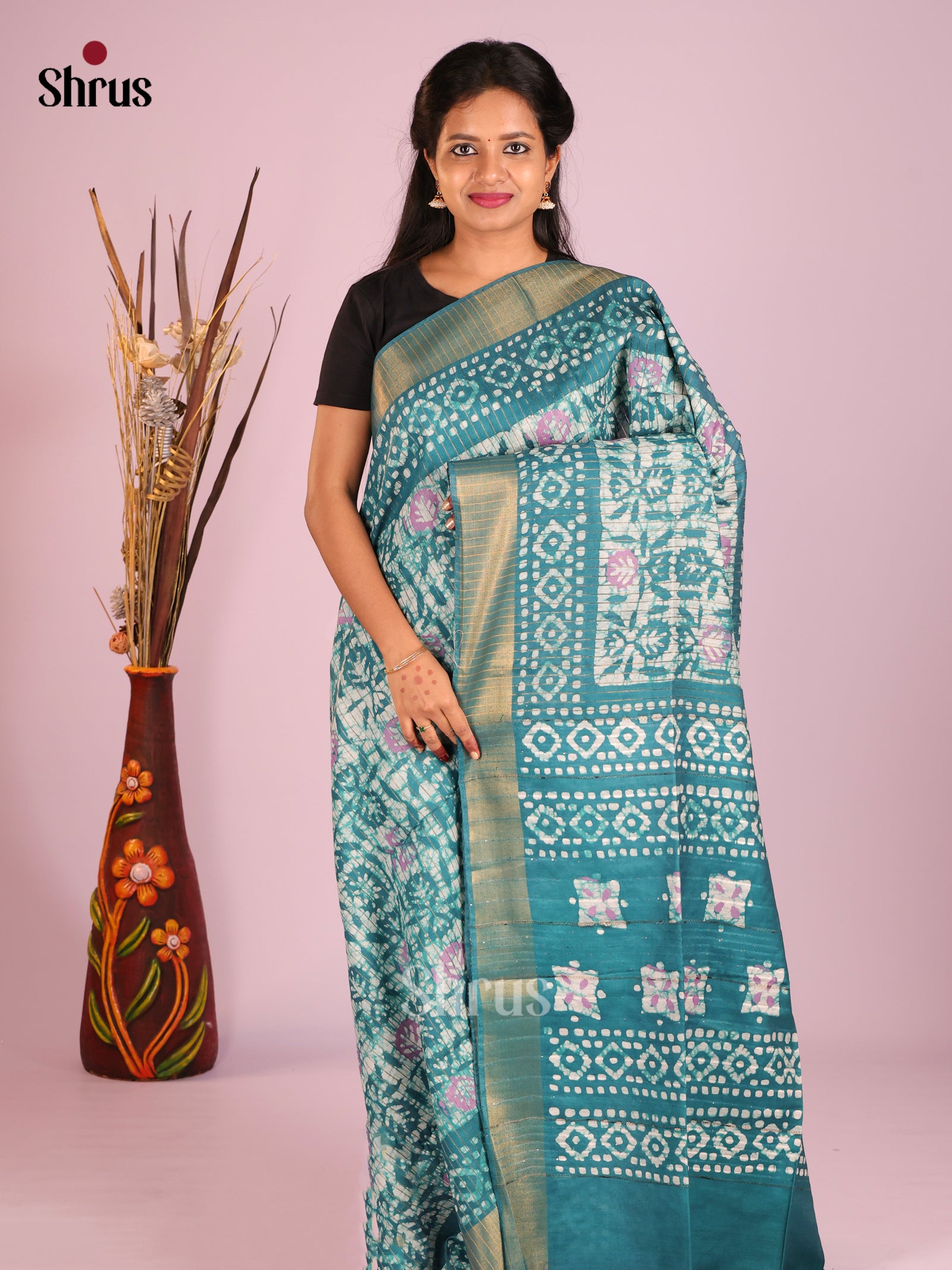Green - Bhatik Saree - Shop on Shrus.com