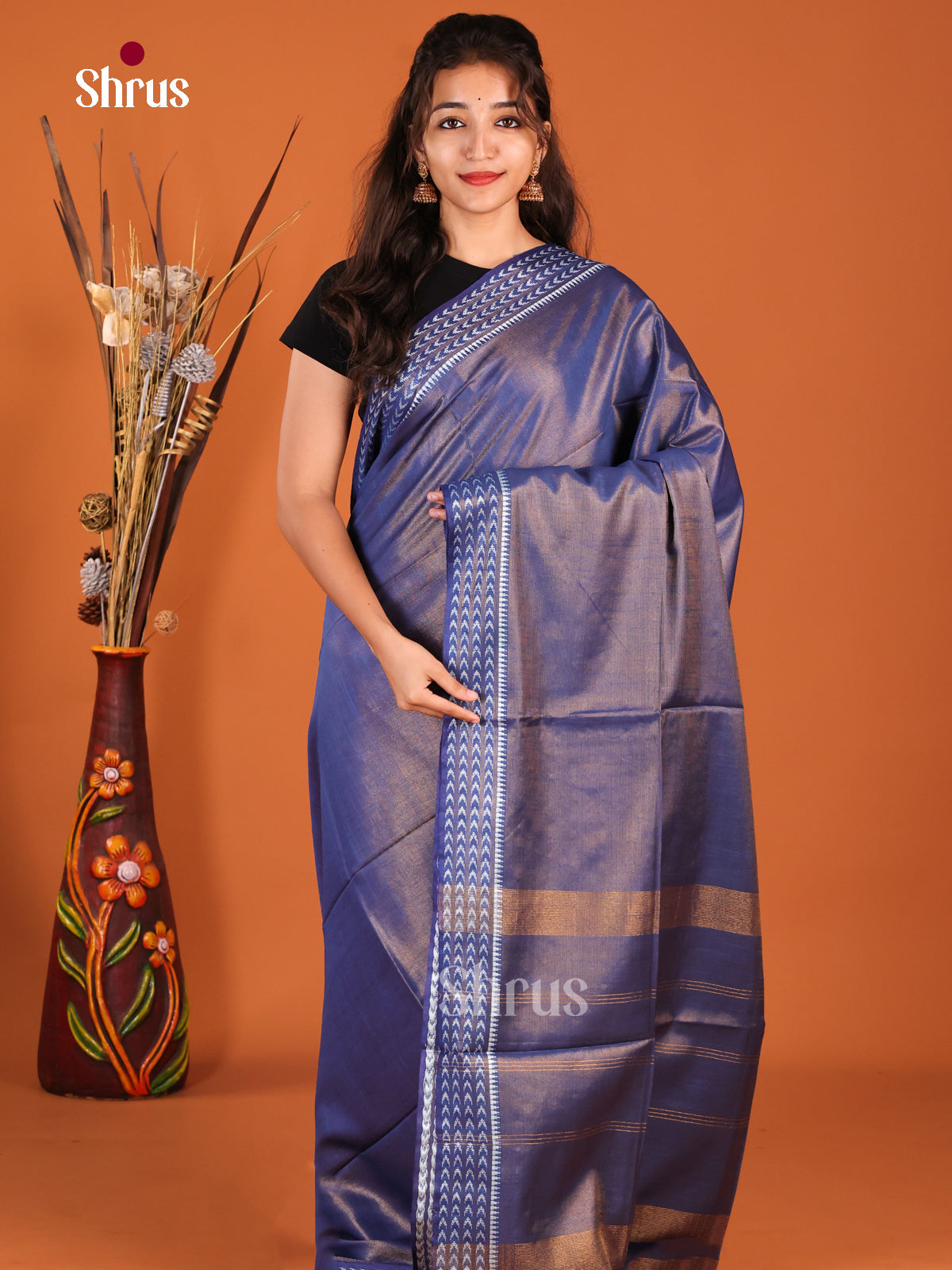 Blue - Semi Tissue Saree