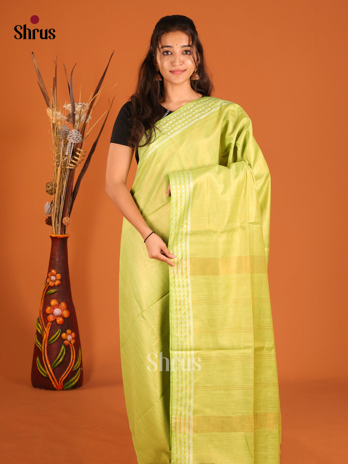 Light Green Semi Silk Saree main image 1