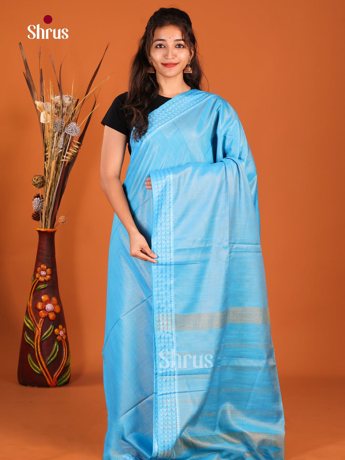 Pastel Blue - Semi Tissue Saree