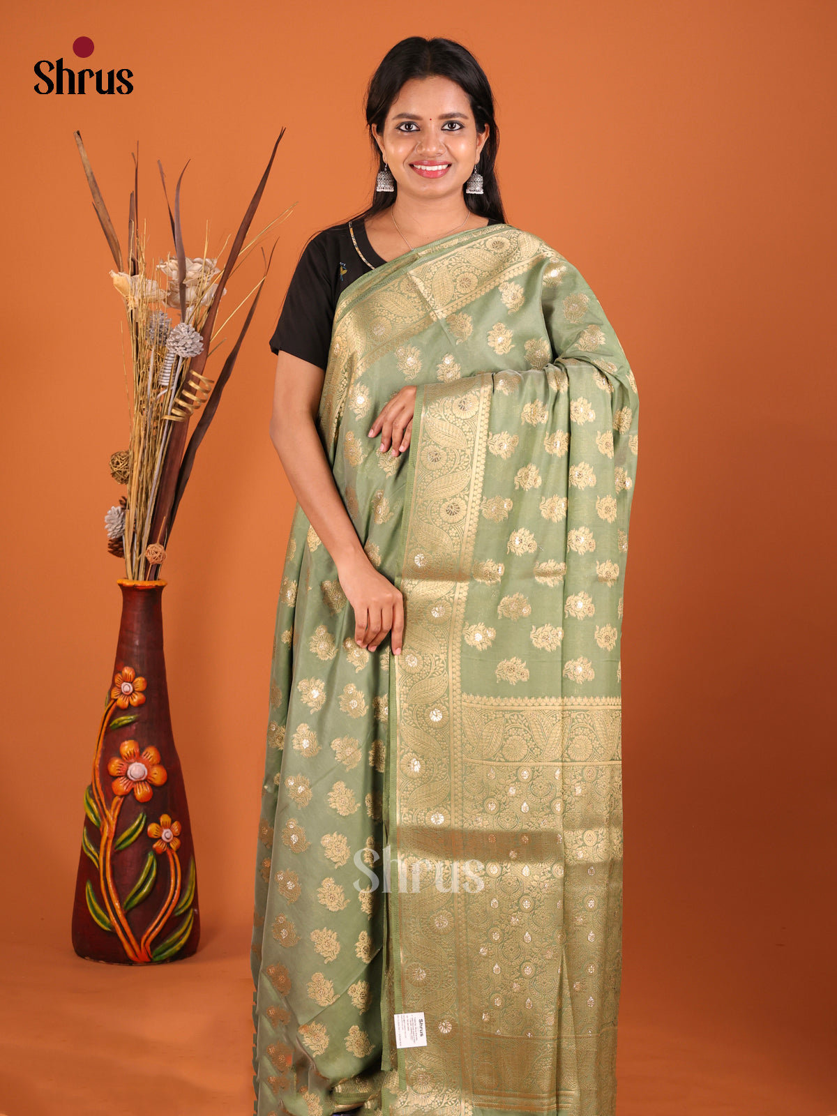 green floral desing North Silk Cotton Saree