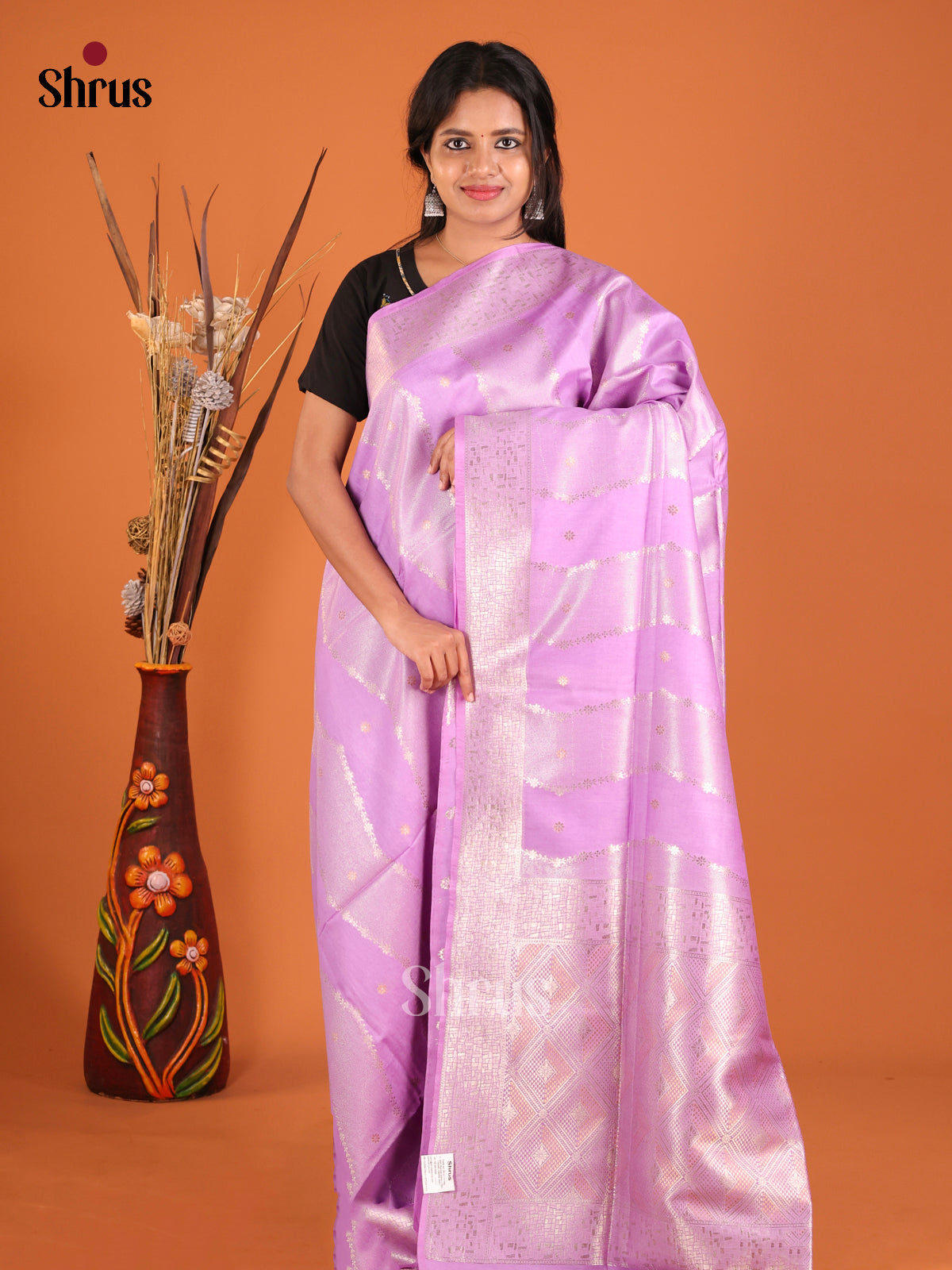 lavender desing North Silk Cotton Saree
