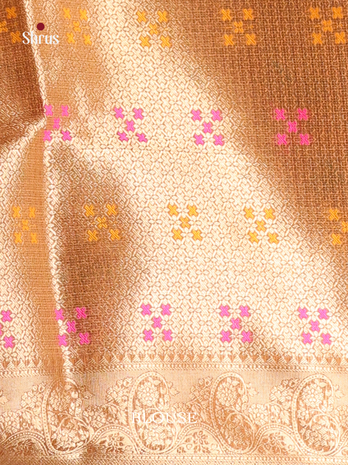 brown round small pink North Silk Cotton Saree 1