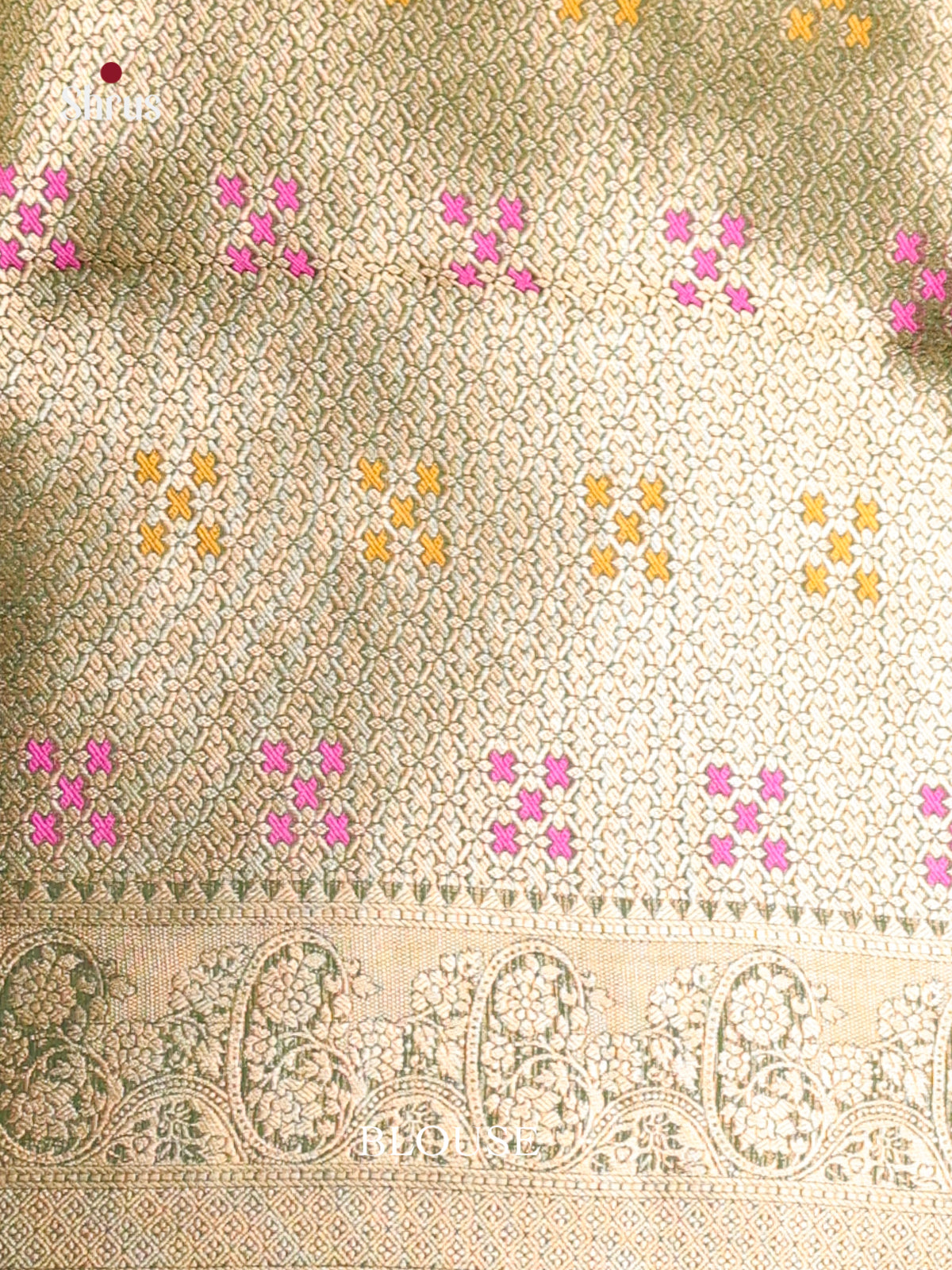 bottle green round desing yellow North Silk Cotton Saree 1