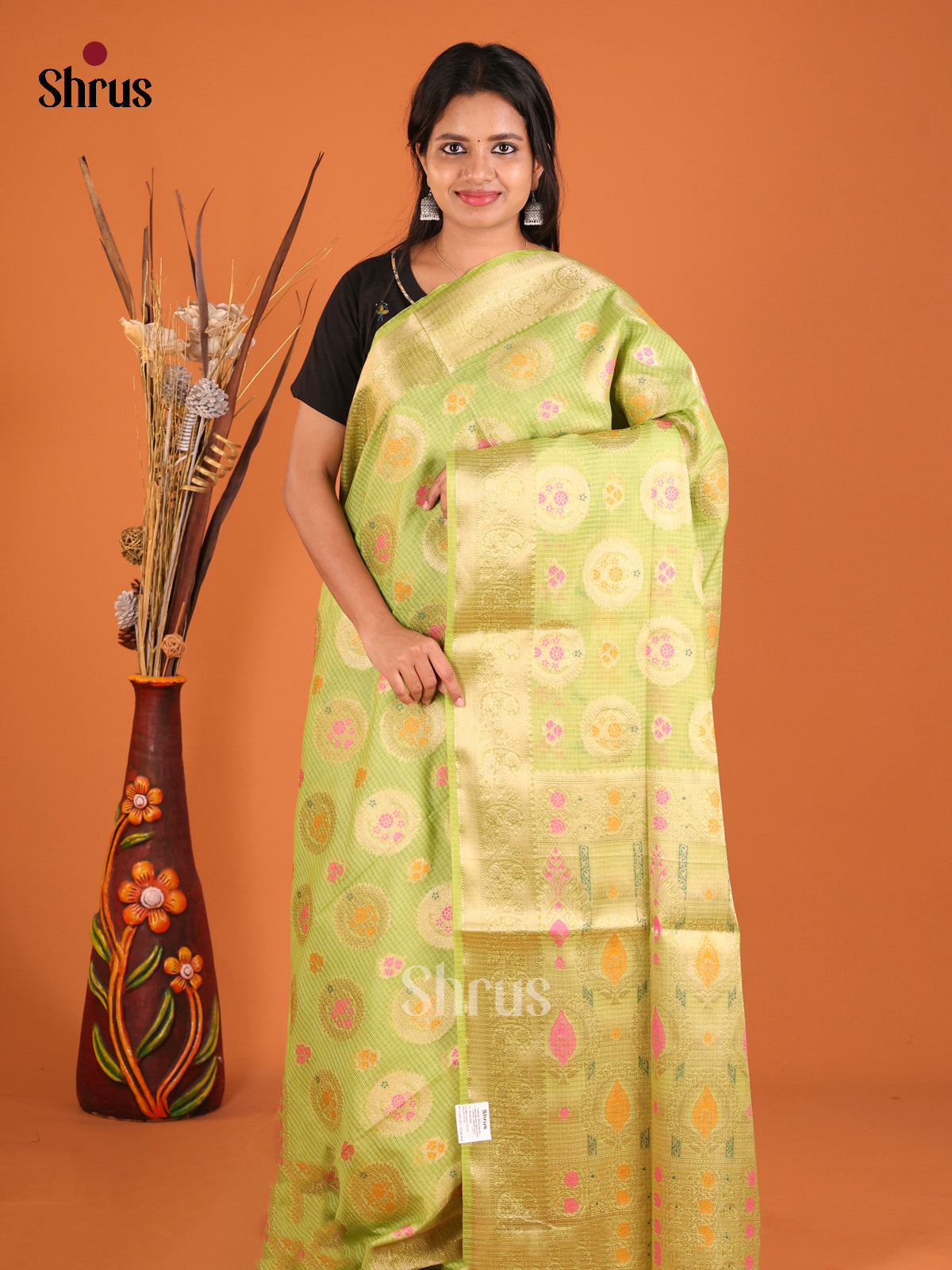 light green pink designe North Silk Cotton Saree
