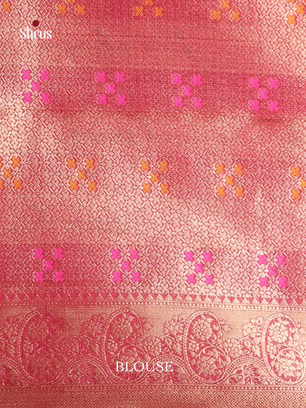 pink round gold green designed North Silk Cotton Saree -1