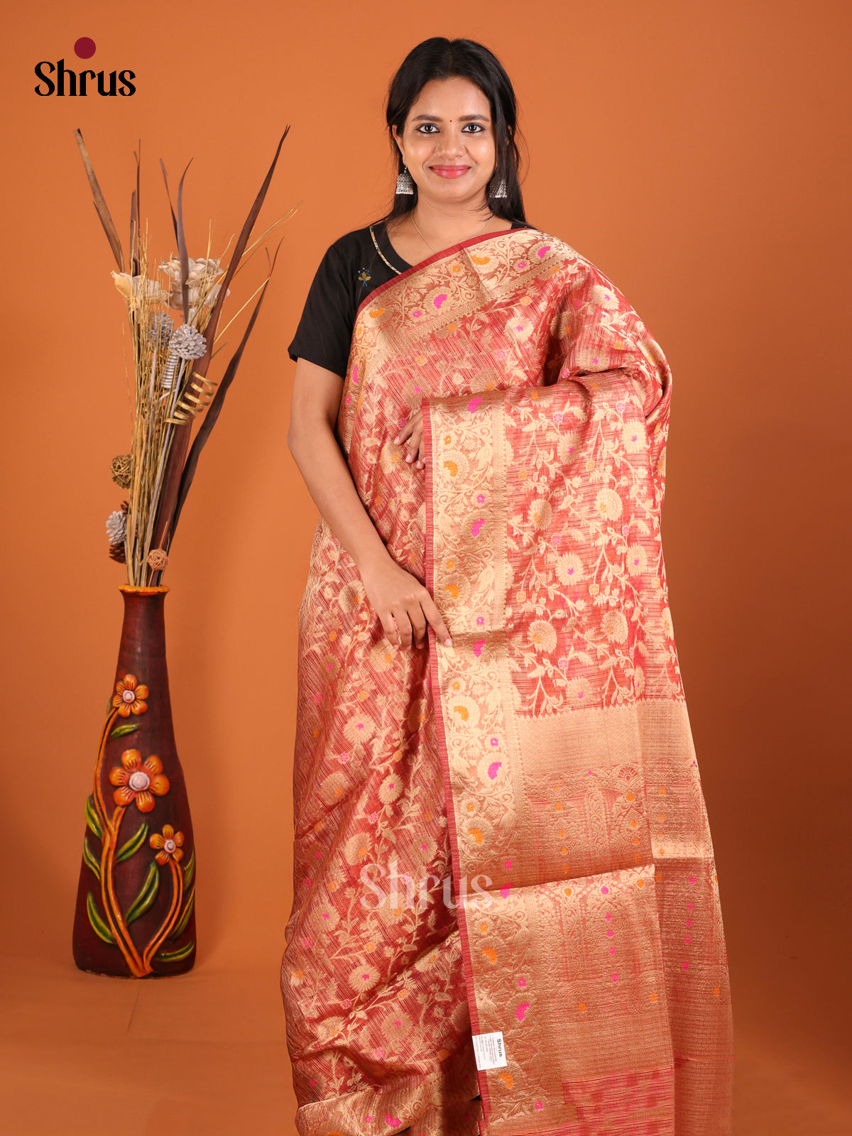 orange full zari North Silk Cotton Saree