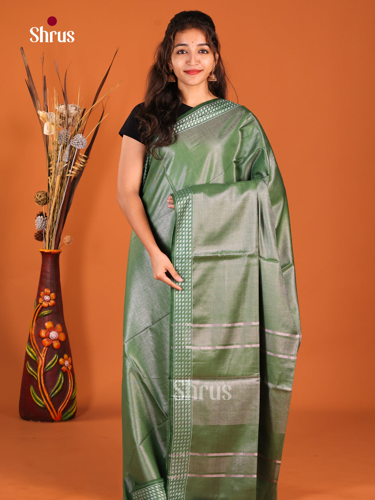 Green - Semi Tissue Saree
