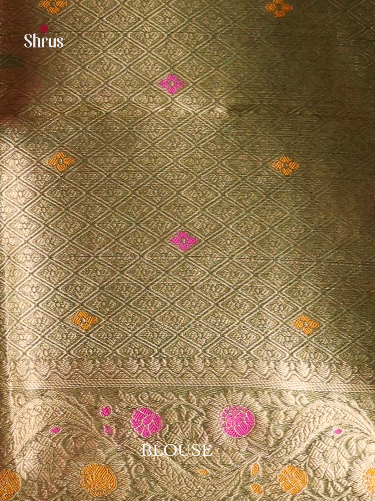 green gold flower zari North Silk Cotton Saree 1