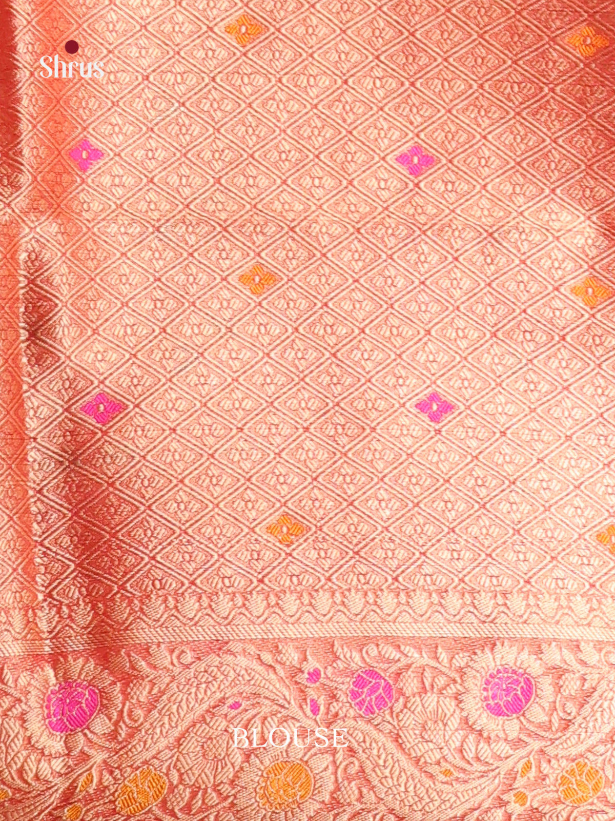 red flower gold zari North Silk Cotton Saree 1