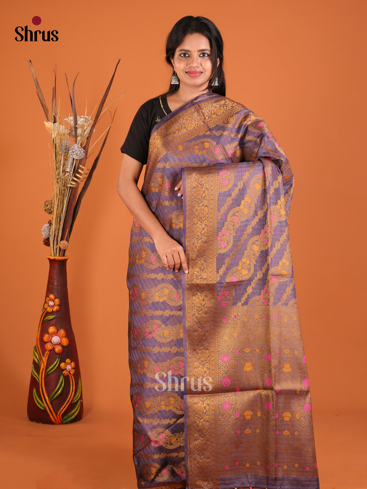 purple zari North Silk Cotton Saree
