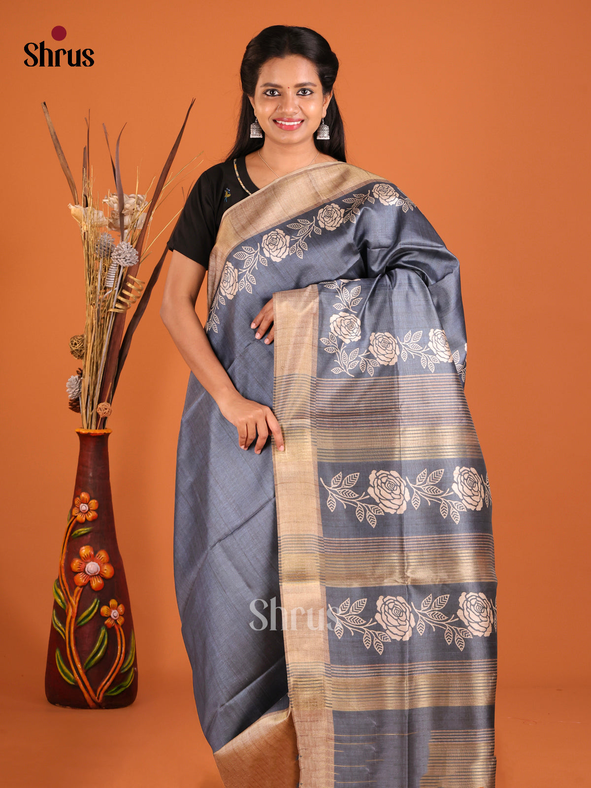 DHS28012 - Champa semitussar Saree - Shop on Shrus.com
