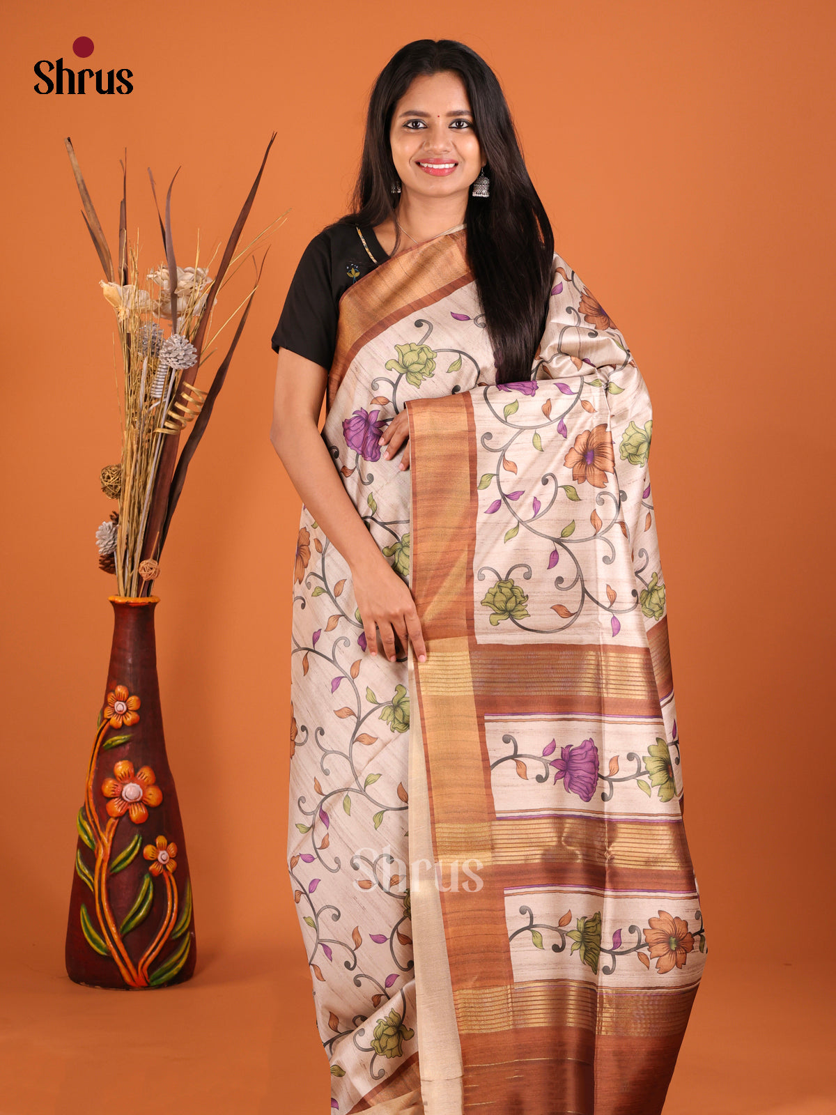 DHS28080 - Champa semitussar Saree - Shop on Shrus.com
